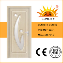 Puerta de MDF de roble blanco con vidrio insertado (SC-P015)